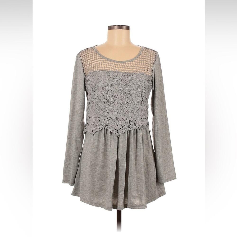 Unbranded grey‎ long sleeved crochet bust dress, size med